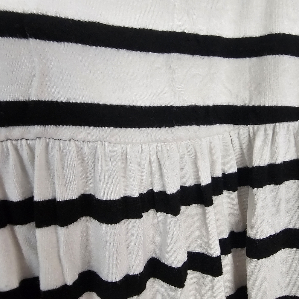 XL Bellamie White Midi Dress w/ Black Stripes, Racerback, Pockets, Stretch - Picture 4 of 5